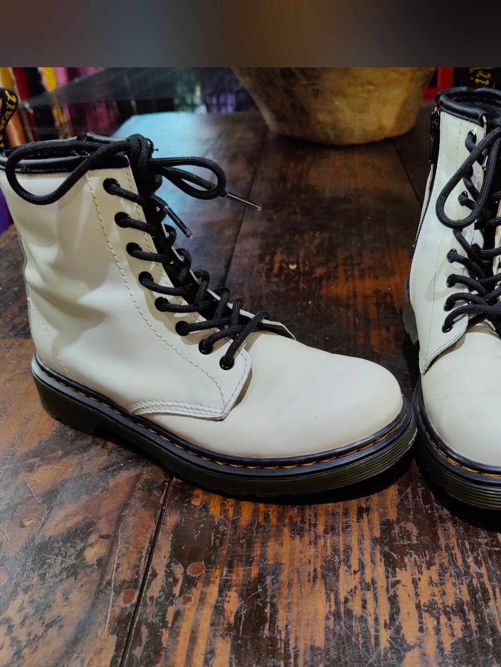 Doc Martens  Lace Up Ankle Boots Cool Kids Style White Zippers Easy Off/On 3 Kid